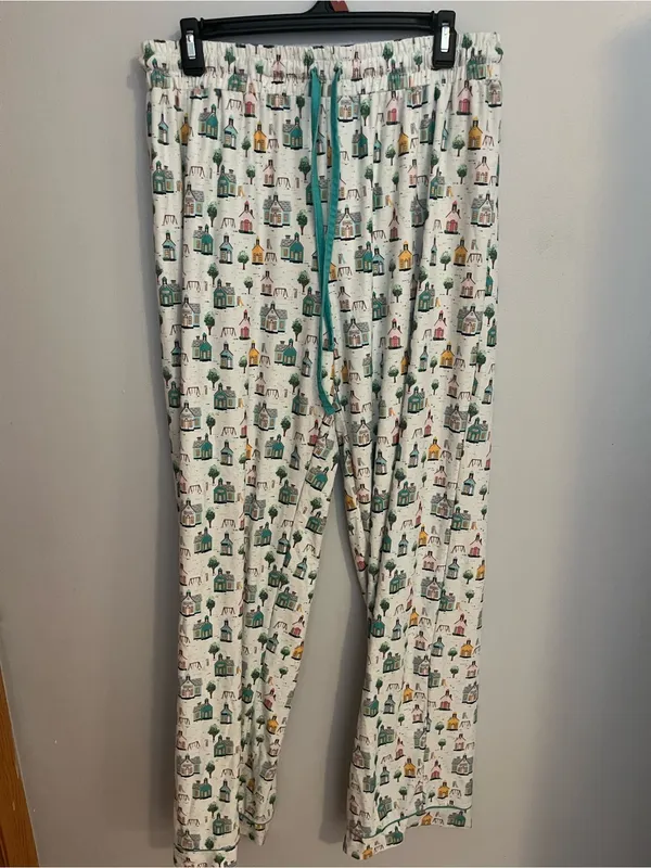 SweetHoney White Pajama Set with Colorful Cottage Print - Image 3