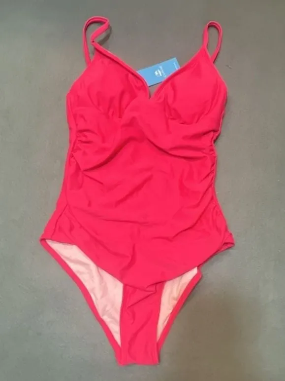 Cupshe Women's Ruched V-Neck One-Piece Swimsuit Pink Size S - Image 5