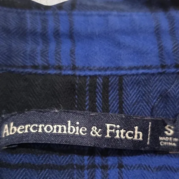 Women's Abercrombie & Fitch Blue Plaid Tie Front Flannel Shirt Dress Size Small - Image 2