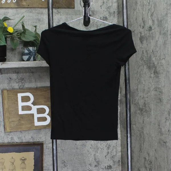 NWT Polly & Esther Juniors Solid Scoop-Neck Skimmer Top Black L - Image 3