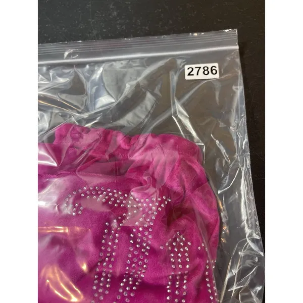 Juicy Couture Velour Pajama Pants Pink Rhinestone Logo Flared S Drawstring - Image 16