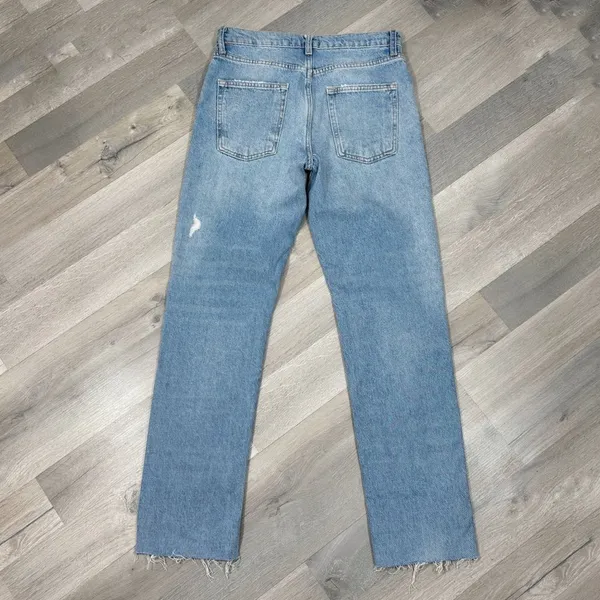 Free People We The Free Vixen Jeans 25 BluDistressed Cigarette Crop Raw‎ Hem - Image 6