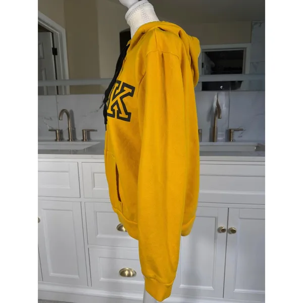 PINK Victoria's Secret Hoodie Women Large Yellow Full Zip Logo Sweatshirt - Image 7