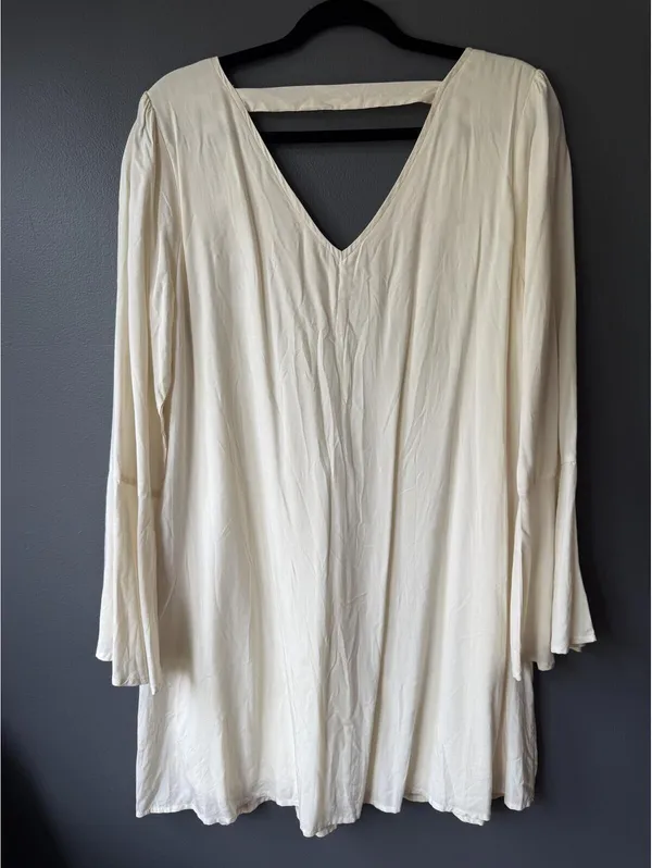 Altar’d State Cream Boho Floral Embroidered Tunic Blouse Dress Top Size L - Image 2