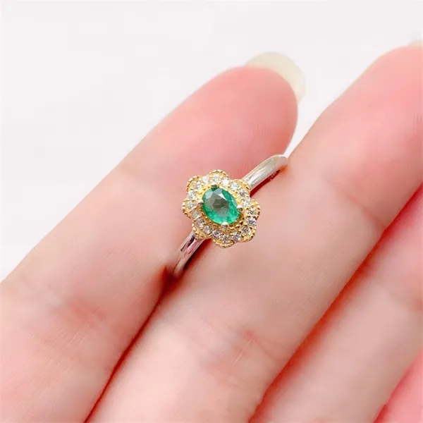 18K White Gold Plated Adjustable Birthstone Green Crystal Emerald Ring for Women - Image 3