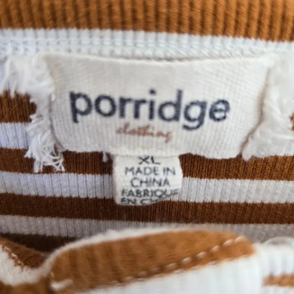Anthropologie Striped Puff Sleeve Top Porridge Size XL - Image 3