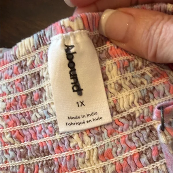 ABOUND Square Neck A-Line Smocked Pink Floral Mini Dress 1X Cottagecore Scandi - Image 11