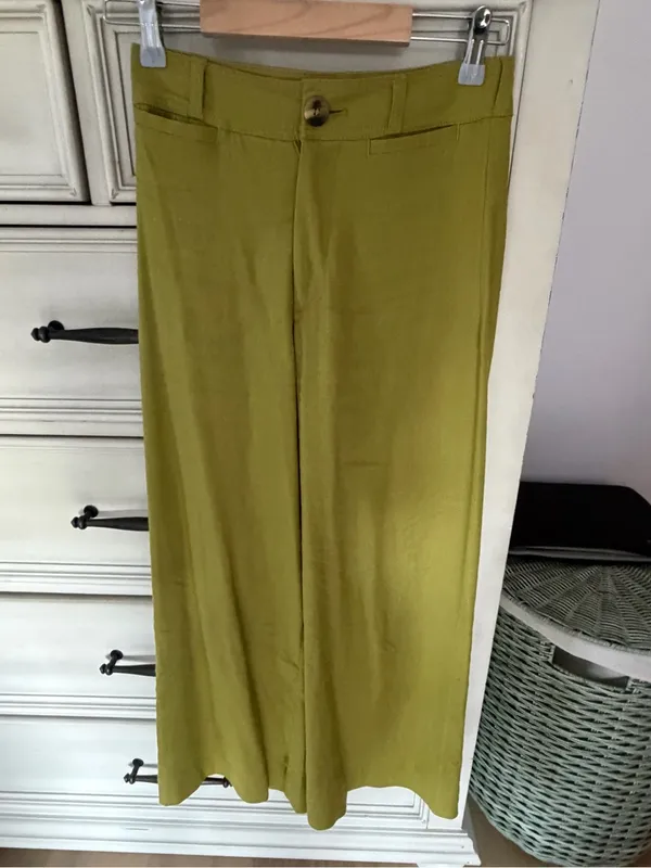 Anthropologie Ettie High-Rise Crop Wide-Leg Pants by Maeve: Linen Edition holly - Image 7