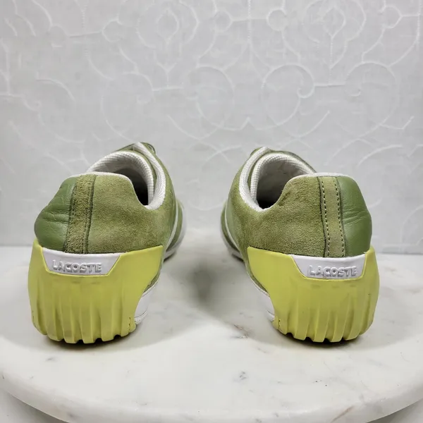 Lacoste Womens Vito Driving Shoe 9 Green White Leather Suede Hook & Loop Sneaker - Image 6