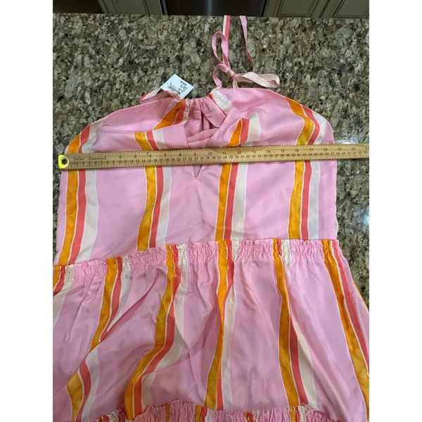 NWT Club Monaco Amirra Maxi 100% Silk Dress Pink Striped Sleeveless Sundress - Image 7