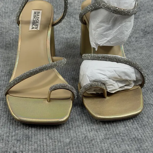 Badgley Mischka Size-8.5M Dalilah Ankle Strap High Heel Sandals Pale Gold $245 - Image 6