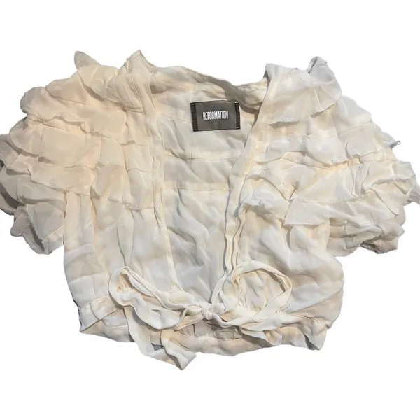 Reformation Rosedale Ruffle Top in Ivory Size Medium - Image 7
