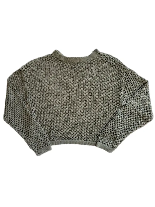 Aeropostale Olive Green Open Knit Cropped Sweater Boho Festival Aesthetic Medium - Image 5