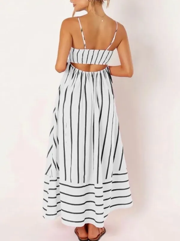 Striped Smocked Back Spaghetti Strap Maxi Sundress Size Small NWT - Image 2