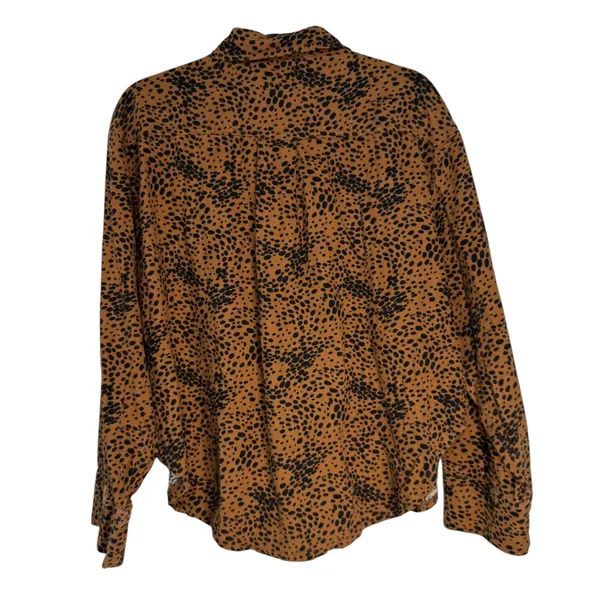 Intimately Free People Leopard Animal Print Button Down Shirt Brown Black M - Image 7