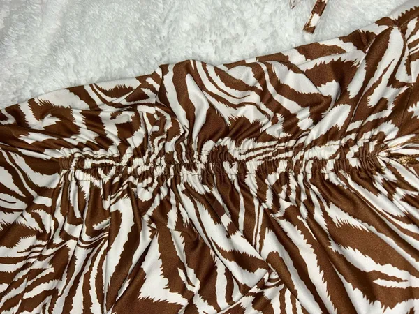 SheIn Brown and White Zebra Print Dress With Drawstring - Image 4