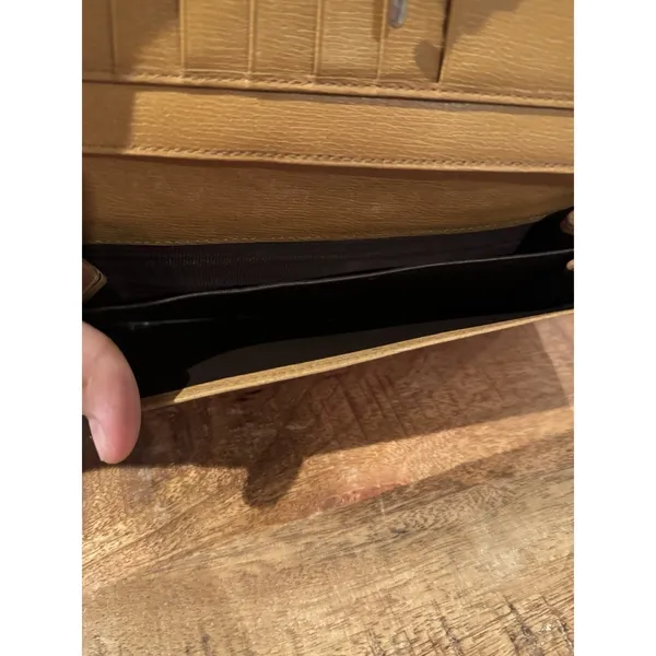 Authentic Gucci Vintage Tan Leather Clutch Wallet Jackie Clasp Italy‎ - Image 14