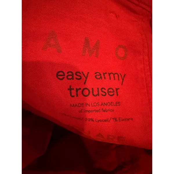 AMO Easy‎ Army Trouser Women 29 Red Raw Hem Patch Pocket Straight Leg Preppy - Image 11