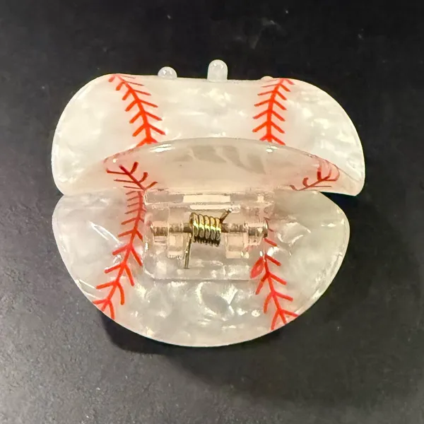 Baseball Hair Claw/ Clip White - Image 5