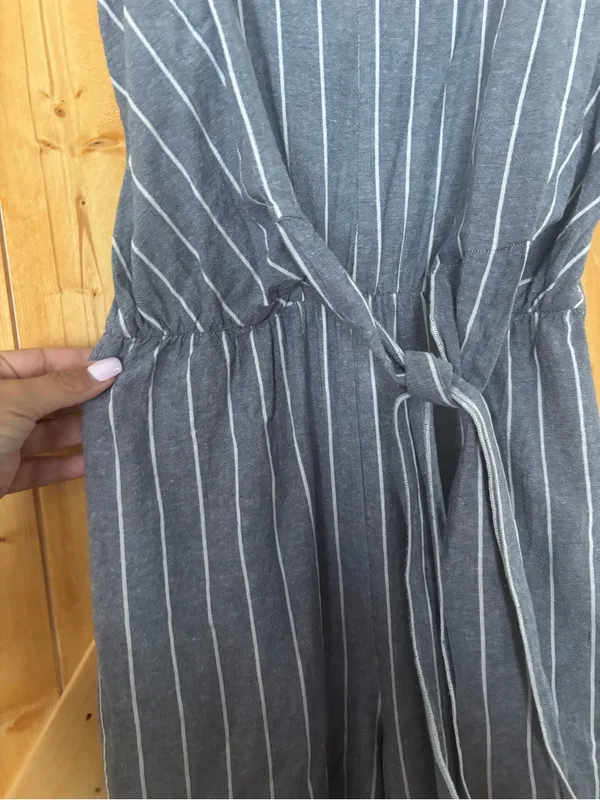 Lavender‎ Field Striped Tie-Front Wide-Leg Jumpsuit Blue/White - Small - Image 3