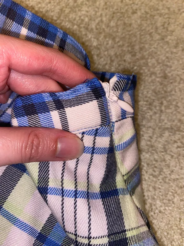 SO Pink Plaid Mini Skirt Blue Size 8 - Image 4