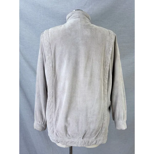 Vintage Gallery Beige Suede Jacket Womens L 80s 90s‎ Leather Coat Fall Autumn - Image 5