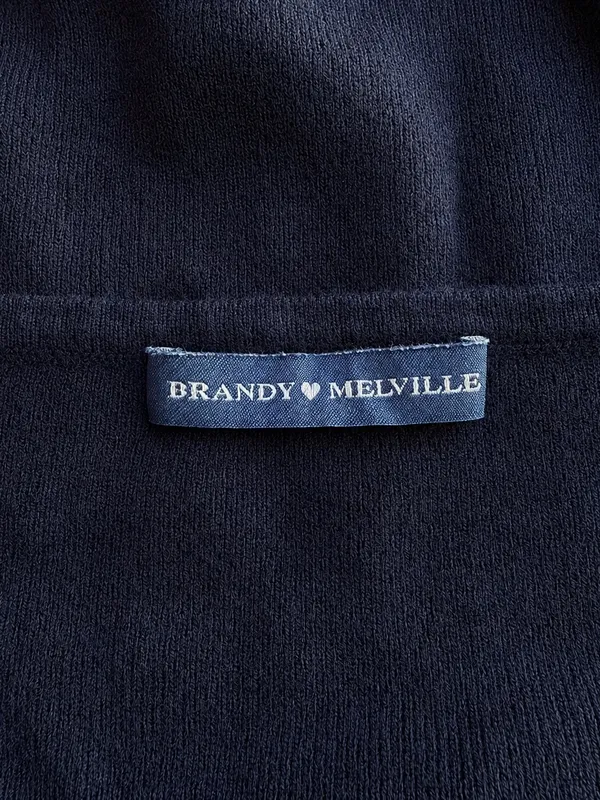 Brandy Melville Black Knit Halter Tie Back Top - Image 4