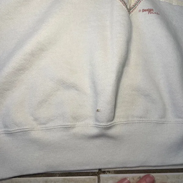 90s USA Made Grandma Sweater Womens L Collared Floral Coquette Cottagecore Fall - Image 8