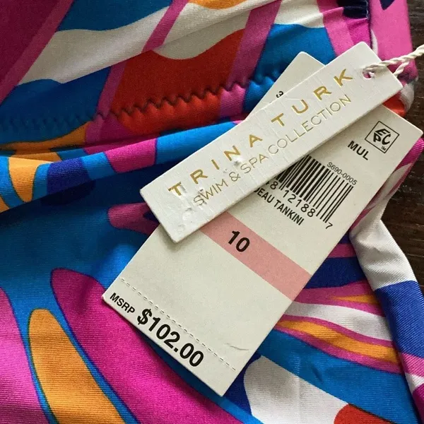 New. Trina Turk multicolored tankini top. Size 10. Retails $102 - Image 10