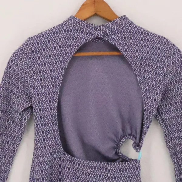 Zara‎ Geometric Knit Cutout Mini Dress Womens Size XS Purple Open Back Mod Retro - Image 5
