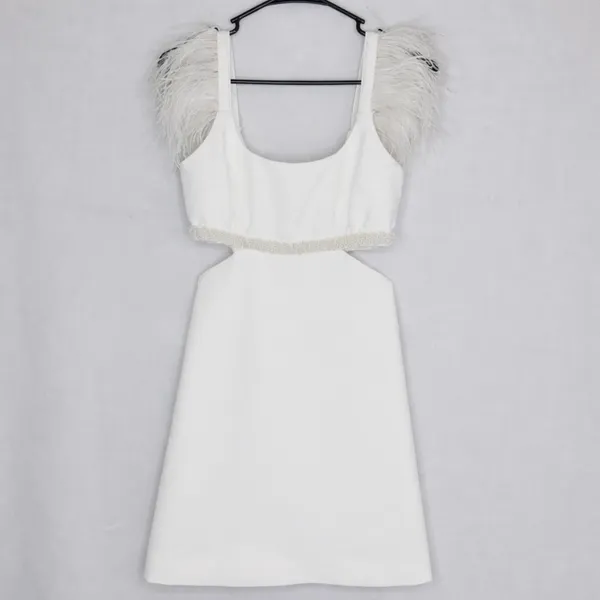 Likely‎ Taliah Feather Pearl Beaded Cut Out Mini Dress - Image 5