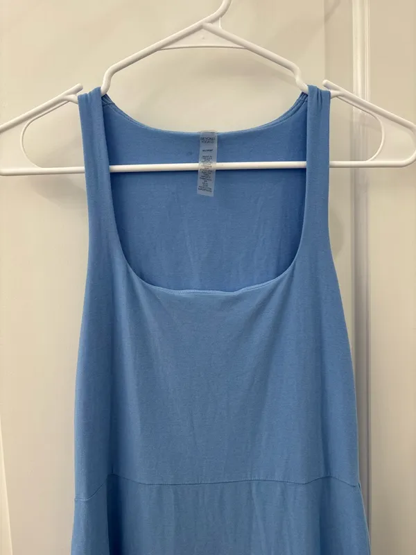 Beyond Yoga Featherweight Getaway Dress Flower Blue Tank Midi Womens Size XS - Image 3