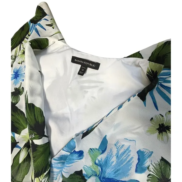 Banana Republic Floral Wrap Maxi Dress Size 0 Petite Coastal Coquette Ruffle - Image 5