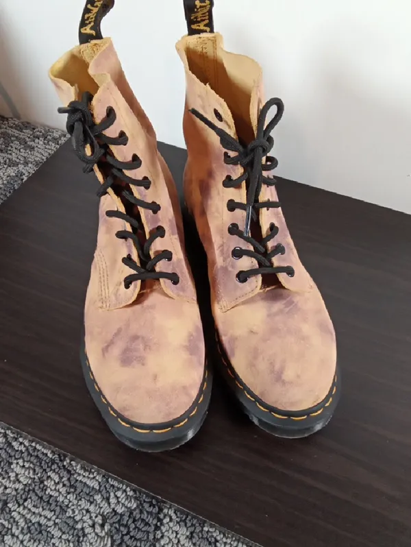 Dr. Martens Pascal Burnt Yellow Grunnge Tie Dye Combat Boots Fairy 9 Womens - Image 3
