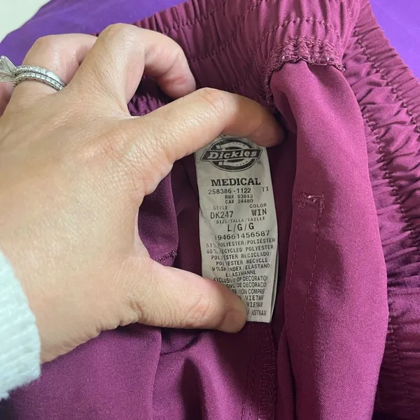 Dickies Women’s Mid Rise Jogger Cargo Scrub Pants‎ – Wine – Size L - Image 4