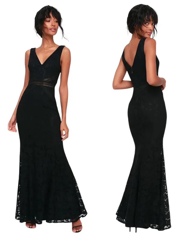 Lulu’s My Forever Black Lace Maxi Dress Size M - Image 2