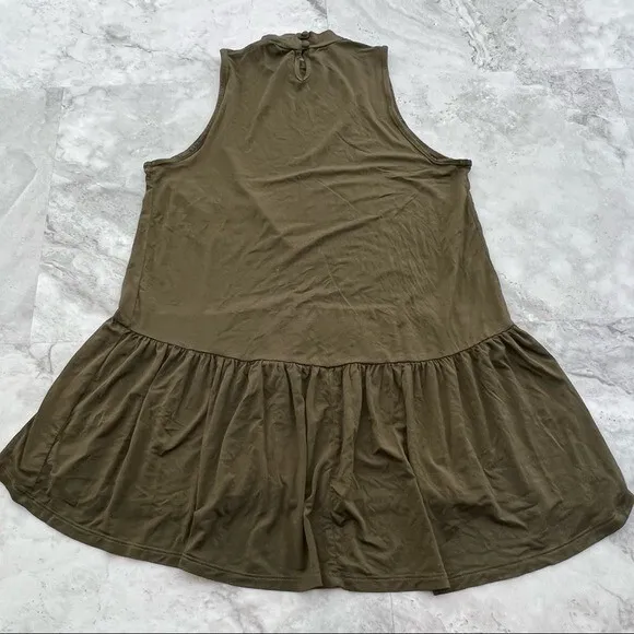 Anthropologie Sunday in Brooklyn Tank Size Small‎ S Olive Mock Neck Ruffle Hem - Image 3