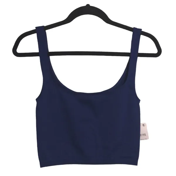 Free People Scoop Neck Crop Top Navy Sleeveless Cropped Brami M/L New - Image 2