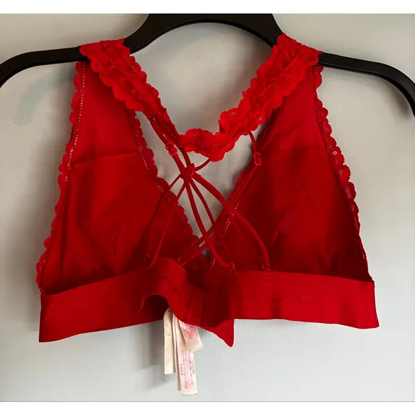 PINK Victoria's Secret Bralette Red Lace Large Fairy Coquette - Image 7