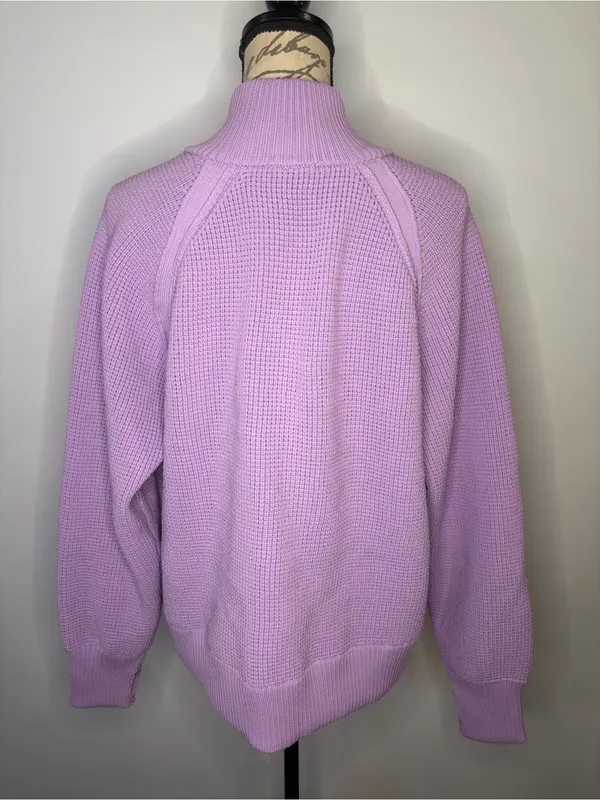 Aerie Offline Cool Down quarter zip slouchy waffle sweater Lively Lilac L - Image 6