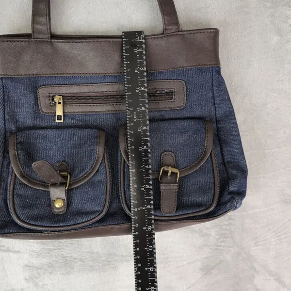 Gold Coast Blue Denim Faux Leather Shoulder Bag‎ - Image 11