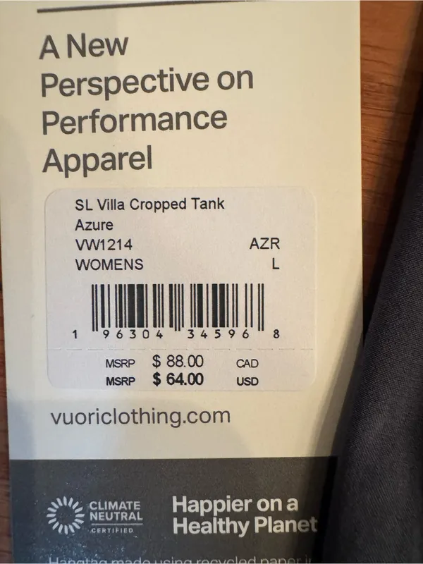 NWT Vuori Women’s Villa Cropped Tank Top- Gray- Large - Image 3