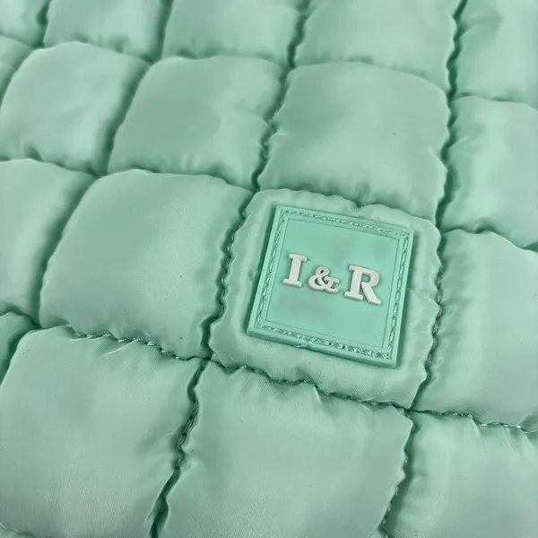 Iris & Rainbow Shoulder Bag Womens Large Green Quilted Puffer Zip Pockets - Image 2