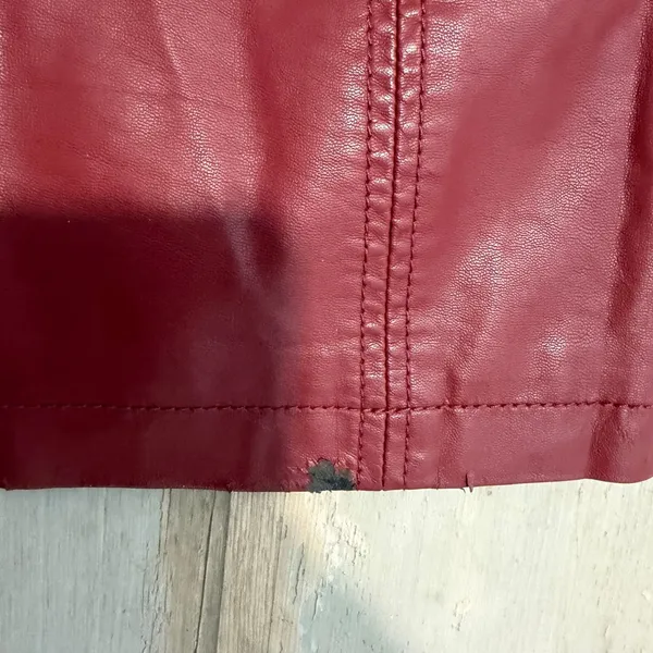 Free People Vegan Leather Mini Skirt Burgundy Red Faux‎ Leather Size 10 - Image 4