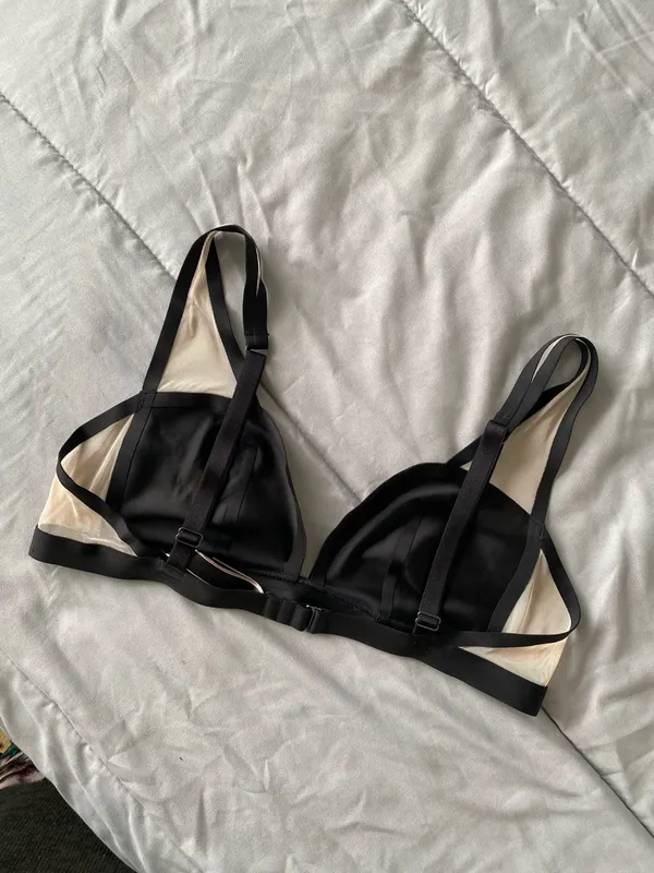 Victoria's Secret NWOT Bralette Plunge Black & Beige Mesh Size LARGE - Image 7