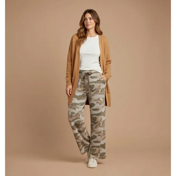 Mystree NWT Camo Fleece Wide Leg Flare Drawstring Pants Women’s Small - Image 13