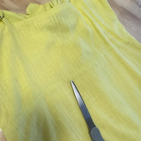 Lush Yellow Linen Blend Tie Front Button Down Mini Dress LD42793-CI Womens Small - Image 9