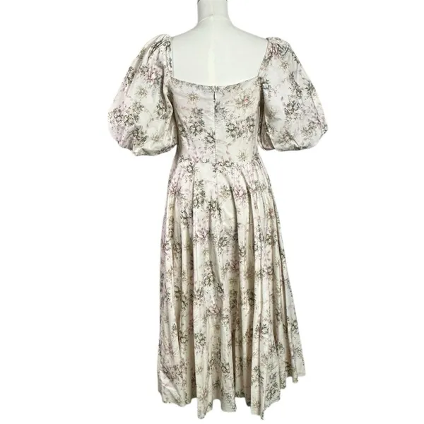Selkie Coquette Fairytale Princess Floral Puff Sleeve Midi Day Dress Size Medium - Image 7