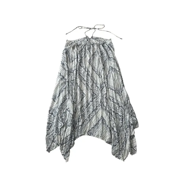 Anthropologie Suspender SKIRT ONLY Large Blue White‎ floral paisley Resort Beach - Image 6