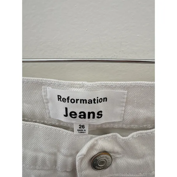 Reformation Alyssa High‎ Rise Wide Leg Long Jeans White Denim Size 26 - Image 2